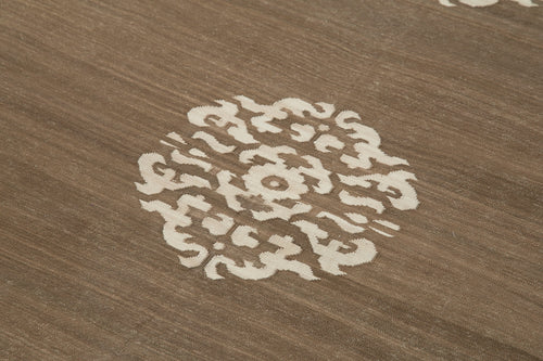 Geometric Duri Kahverengi Geometrik Pamuk Yün El Dokuma Halısı 110x166 Agacan