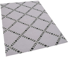 Geometric Duri Siyah Geometrik Pamuk Yün El Dokuma Halısı 107x151 Agacan