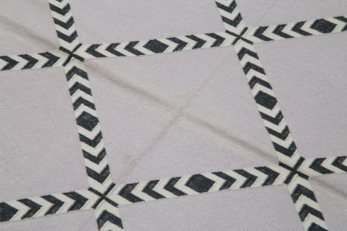 Geometric Duri Siyah Geometrik Pamuk Yün El Dokuma Halısı 107x151 Agacan