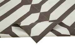 Geometric Duri Kahverengi Geometrik Pamuk Yün El Dokuma Halısı 108x167 Agacan