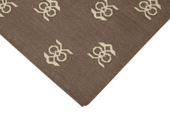 Geometric Duri Kahverengi Geometrik Pamuk Yün El Dokuma Halısı 110x163 Agacan