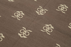 Geometric Duri Kahverengi Geometrik Pamuk Yün El Dokuma Halısı 110x163 Agacan