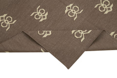 Geometric Duri Kahverengi Geometrik Pamuk Yün El Dokuma Halısı 110x163 Agacan