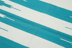 Geometric Duri Turkuaz Geometrik Pamuk Yün El Dokuma Halısı 105x166 Agacan