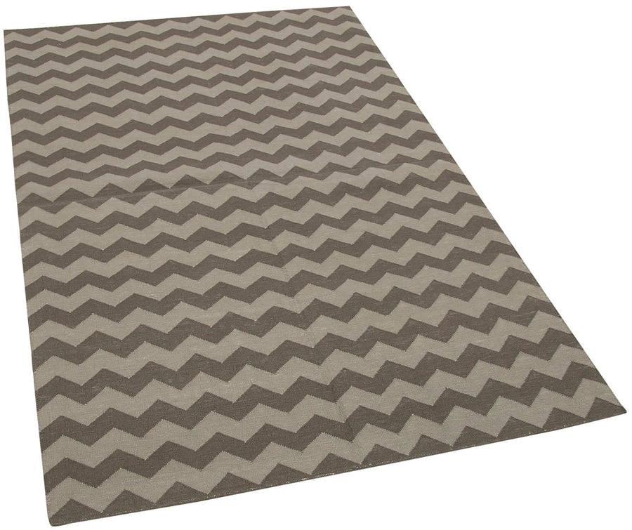 Geometric Duri Kahverengi Geometrik Pamuk Yün El Dokuma Halısı 106x166 Agacan