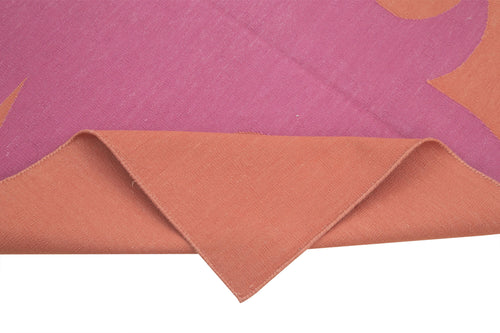 Geometric Duri Fuşya Geometrik Pamuk Yün El Dokuma Halısı 105x167 Agacan