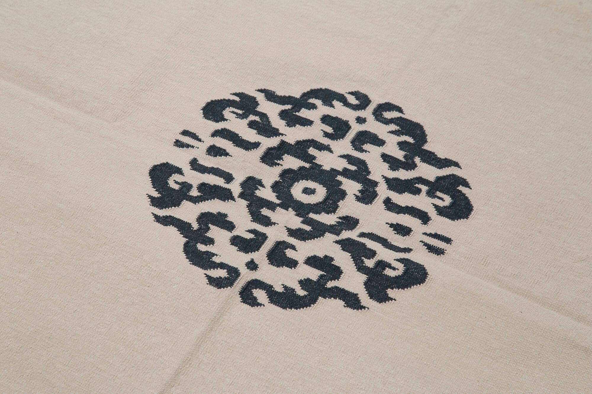 Geometric Duri Siyah Geometrik Pamuk Yün El Dokuma Halısı 107x163 Agacan