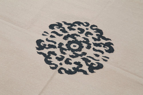 Geometric Duri Siyah Geometrik Pamuk Yün El Dokuma Halısı 107x163 Agacan