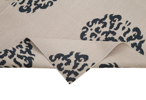 Geometric Duri Siyah Geometrik Pamuk Yün El Dokuma Halısı 107x163 Agacan