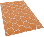 Geometric Duri Turuncu Geometrik Pamuk Yün El Dokuma Halısı 106x168 Agacan