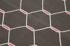 Geometric Duri Kahverengi Geometrik Pamuk Yün El Dokuma Halısı 110x168 Agacan