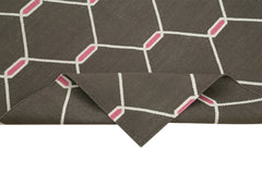 Geometric Duri Kahverengi Geometrik Pamuk Yün El Dokuma Halısı 110x168 Agacan