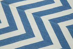 Geometric Duri Mavi Geometrik Pamuk Yün El Dokuma Halısı 110x165 Agacan