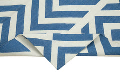 Geometric Duri Mavi Geometrik Pamuk Yün El Dokuma Halısı 110x165 Agacan