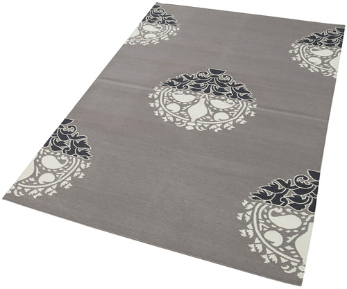 Geometric Duri Beyaz Geometrik Pamuk Yün El Dokuma Halısı 110x166 Agacan