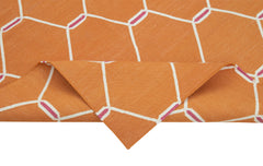 Geometric Duri Turuncu Geometrik Pamuk Yün El Dokuma Halısı 105x171 Agacan