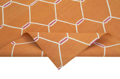 Geometric Duri Turuncu Geometrik Pamuk Yün El Dokuma Halısı 112x171 Agacan