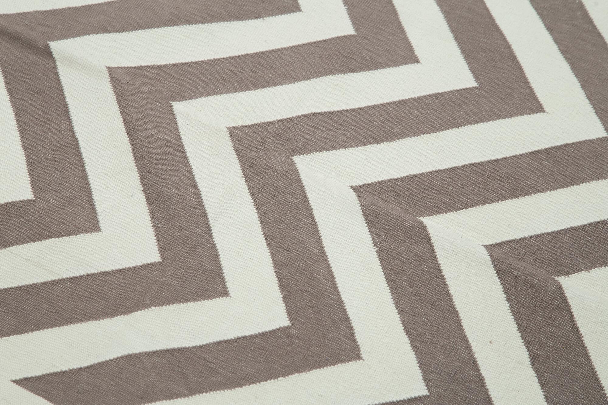 Geometric Duri Kahverengi Geometrik Pamuk Yün El Dokuma Halısı 115x167 Agacan