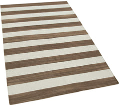 Geometric Duri Kahverengi Geometrik Pamuk Yün El Dokuma Halısı 107x166 Agacan