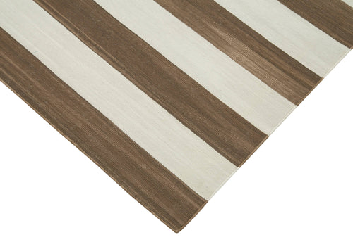 Geometric Duri Kahverengi Geometrik Pamuk Yün El Dokuma Halısı 107x166 Agacan