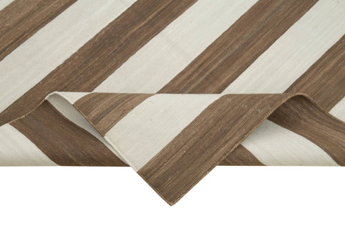 Geometric Duri Kahverengi Geometrik Pamuk Yün El Dokuma Halısı 107x166 Agacan