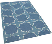 Geometric Duri Beyaz Geometrik Pamuk Yün El Dokuma Halısı 111x167 Agacan