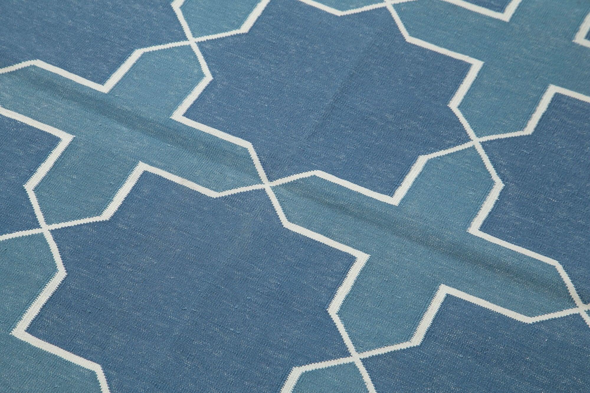 Geometric Duri Beyaz Geometrik Pamuk Yün El Dokuma Halısı 111x167 Agacan