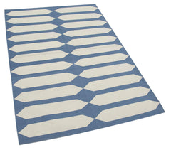 Geometric Duri Mor Geometrik Pamuk Yün El Dokuma Halısı 110x170 Agacan