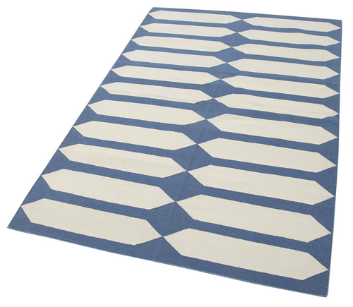 Geometric Duri Mor Geometrik Pamuk Yün El Dokuma Halısı 110x170 Agacan