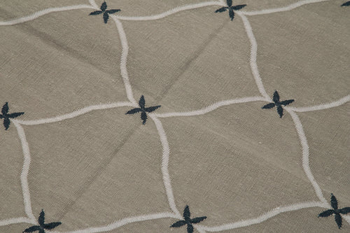 Geometric Duri Gri Geometrik Pamuk Yün El Dokuma Halısı 110x163 Agacan