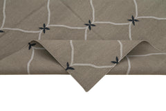 Geometric Duri Gri Geometrik Pamuk Yün El Dokuma Halısı 110x163 Agacan