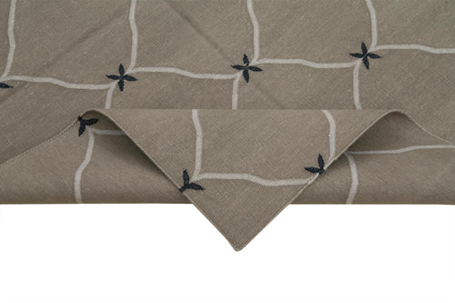 Geometric Duri Gri Geometrik Pamuk Yün El Dokuma Halısı 110x163 Agacan