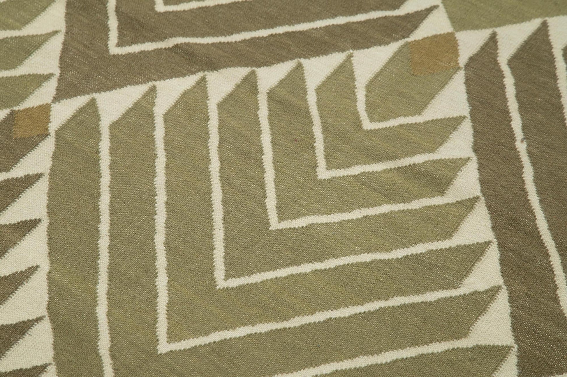 Geometric Duri Yeşil Geometrik Pamuk Yün El Dokuma Halısı 107x172 Agacan