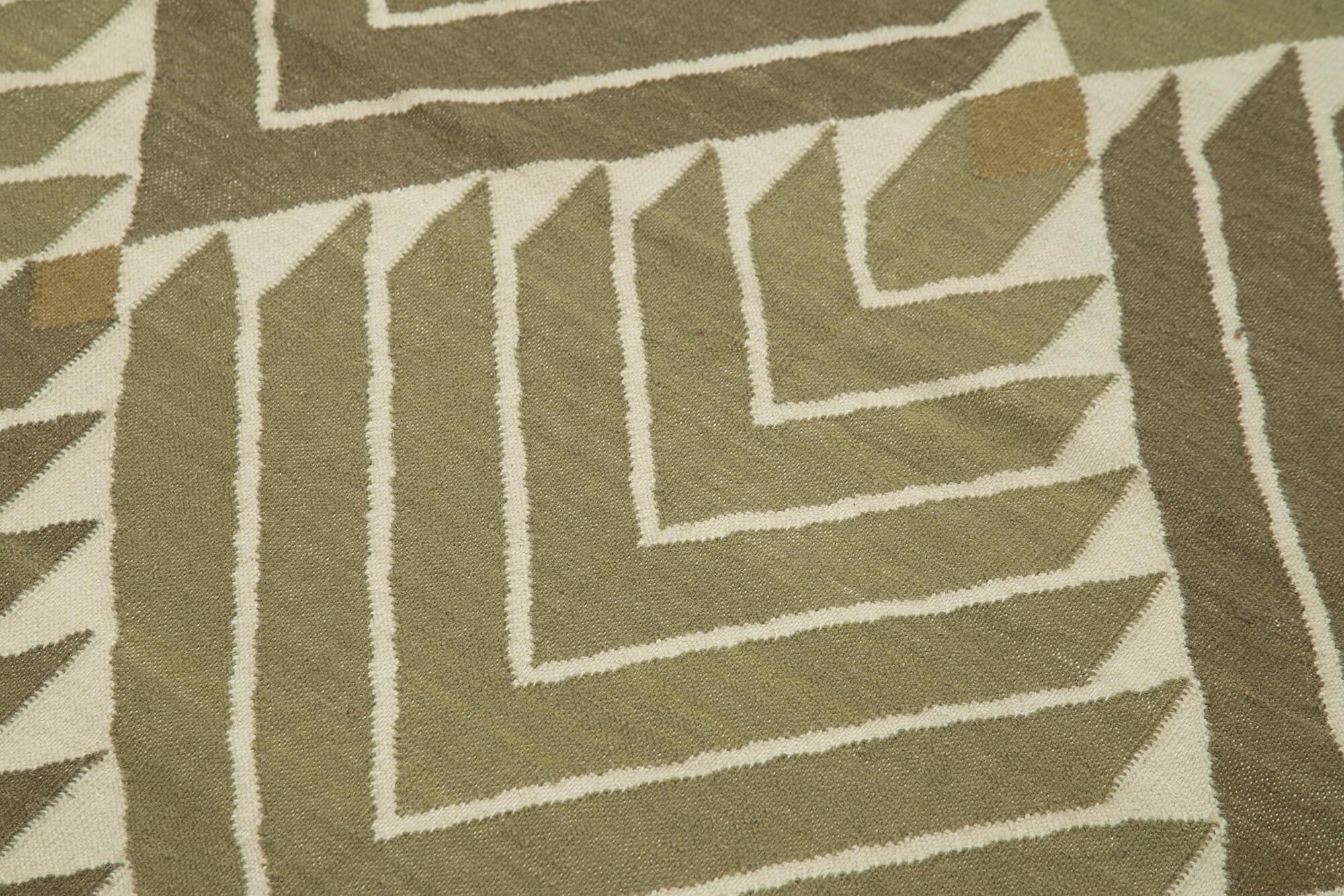 Geometric Duri Yeşil Geometrik Pamuk Yün El Dokuma Halısı 107x172 Agacan