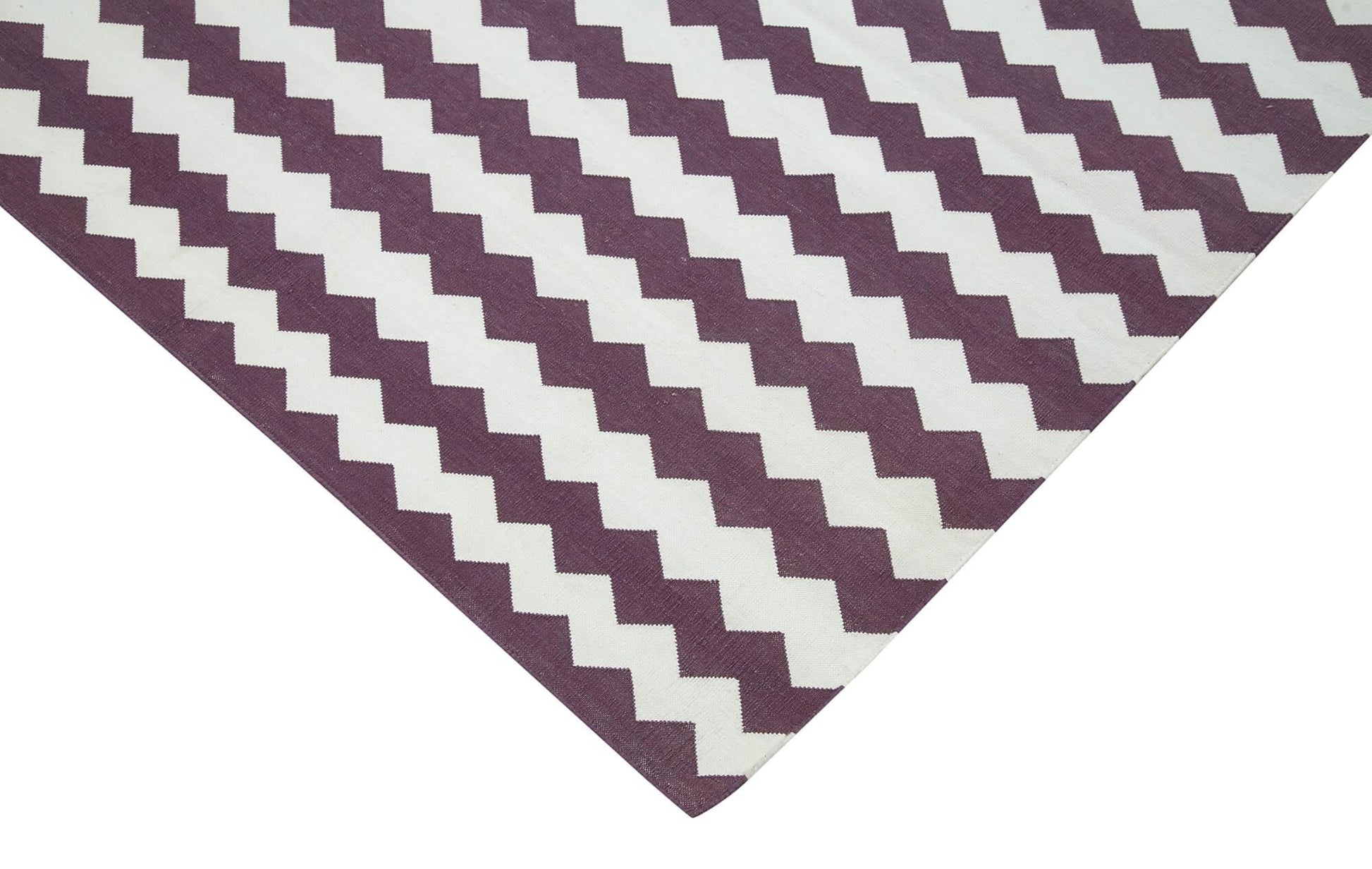 Geometric Duri Mor Geometrik Pamuk Yün El Dokuma Halısı 243x306 Agacan