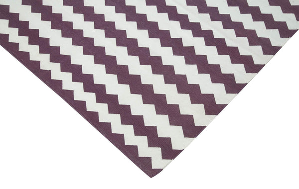 Geometric Duri Mor Geometrik Pamuk Yün El Dokuma Halısı 243x306 Agacan