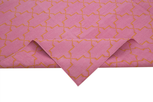 Geometric Duri Turuncu Geometrik Pamuk Yün El Dokuma Halısı 251x300 Agacan