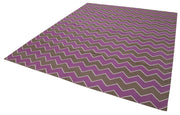 Geometric Duri Mor Geometrik Pamuk Yün El Dokuma Halısı 245x298 Agacan