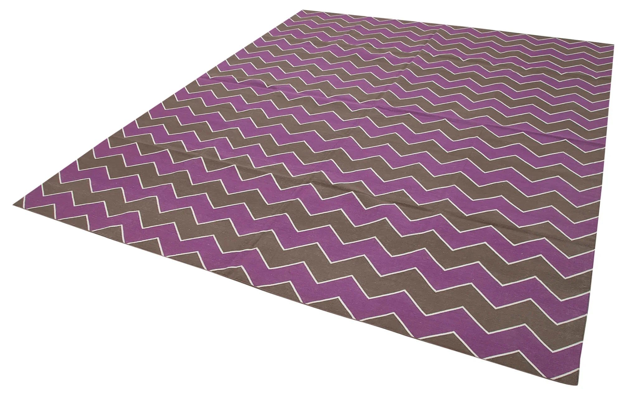 Geometric Duri Mor Geometrik Pamuk Yün El Dokuma Halısı 245x298 Agacan