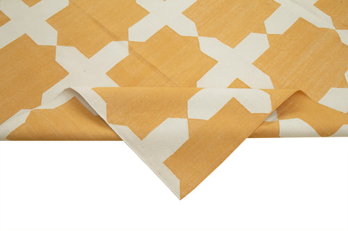 Geometric Duri Sarı Geometrik Pamuk Yün El Dokuma Halısı 250x295 Agacan