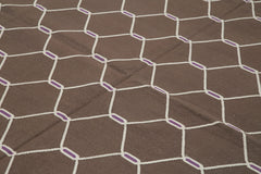 Geometric Duri Kahverengi Geometrik Pamuk Yün El Dokuma Halısı 250x296 Agacan