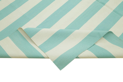 Geometric Duri Turkuaz Geometrik Pamuk Yün El Dokuma Halısı 240x308 Agacan