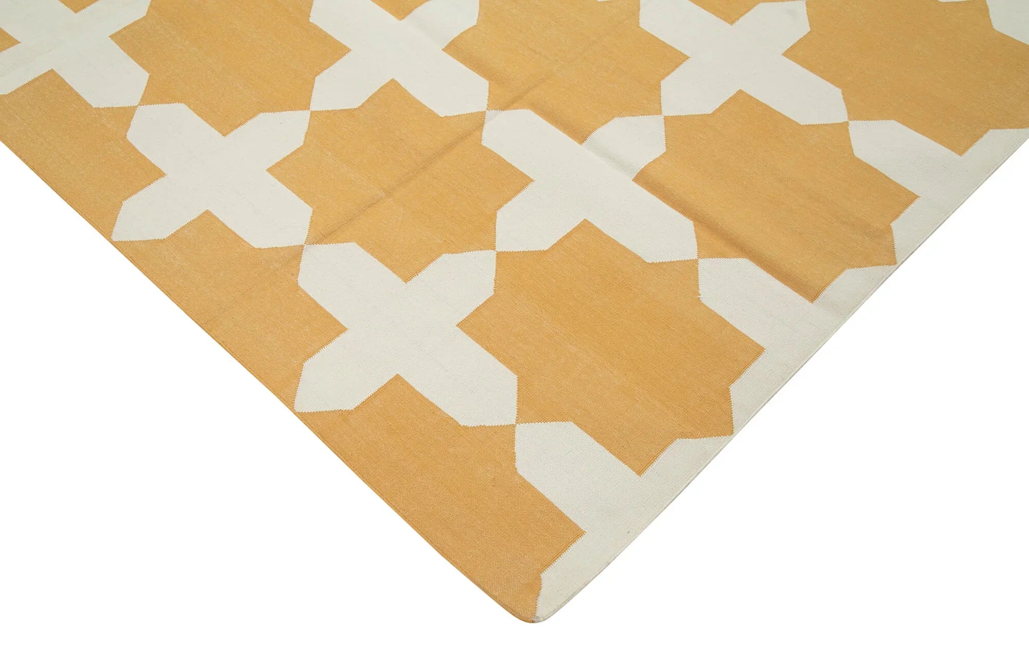 Geometric Duri Sarı Geometrik Pamuk Yün El Dokuma Halısı 240x292 Agacan