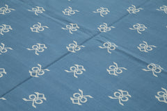 Geometric Duri Mavi Geometrik Pamuk Yün El Dokuma Halısı 247x300 Agacan