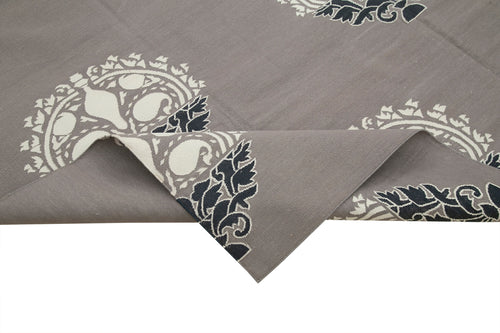 Geometric Duri Gri Geometrik Pamuk Yün El Dokuma Halısı 250x304 Agacan