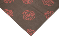 Geometric Duri Kahverengi Geometrik Pamuk Yün El Dokuma Halısı 246x300 Agacan