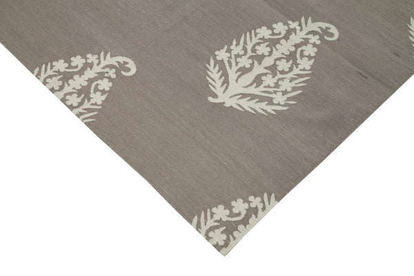 Geometric Duri Gri Geometrik Pamuk Yün El Dokuma Halısı 246x300 Agacan