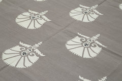 Geometric Duri Gri Geometrik Pamuk Yün El Dokuma Halısı 250x297 Agacan