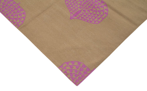 Geometric Duri Kahverengi Geometrik Pamuk Yün El Dokuma Halısı 244x302 Agacan