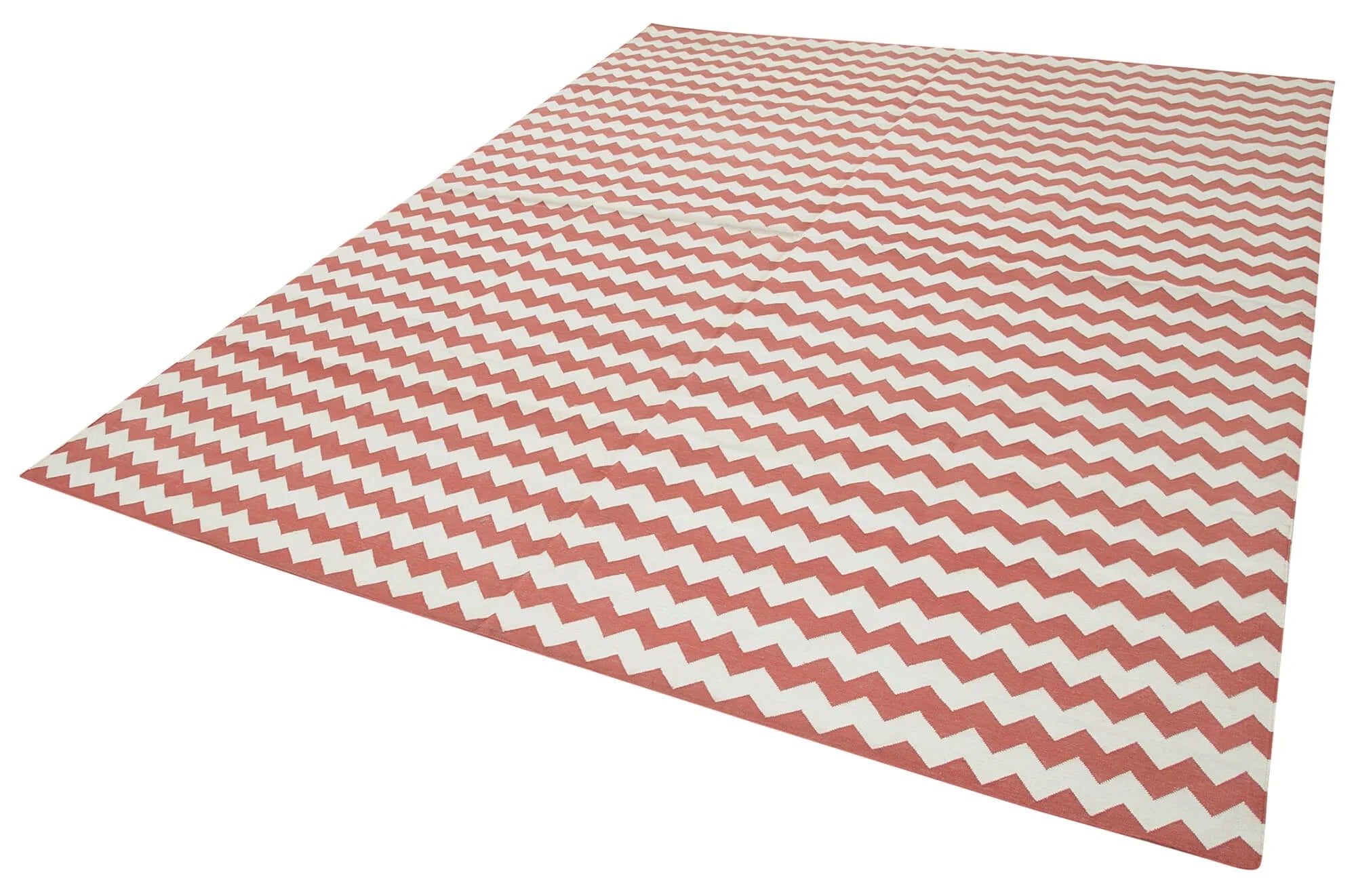Geometric Duri Kırmızı Geometrik Pamuk Yün El Dokuma Halısı 238x300 Agacan